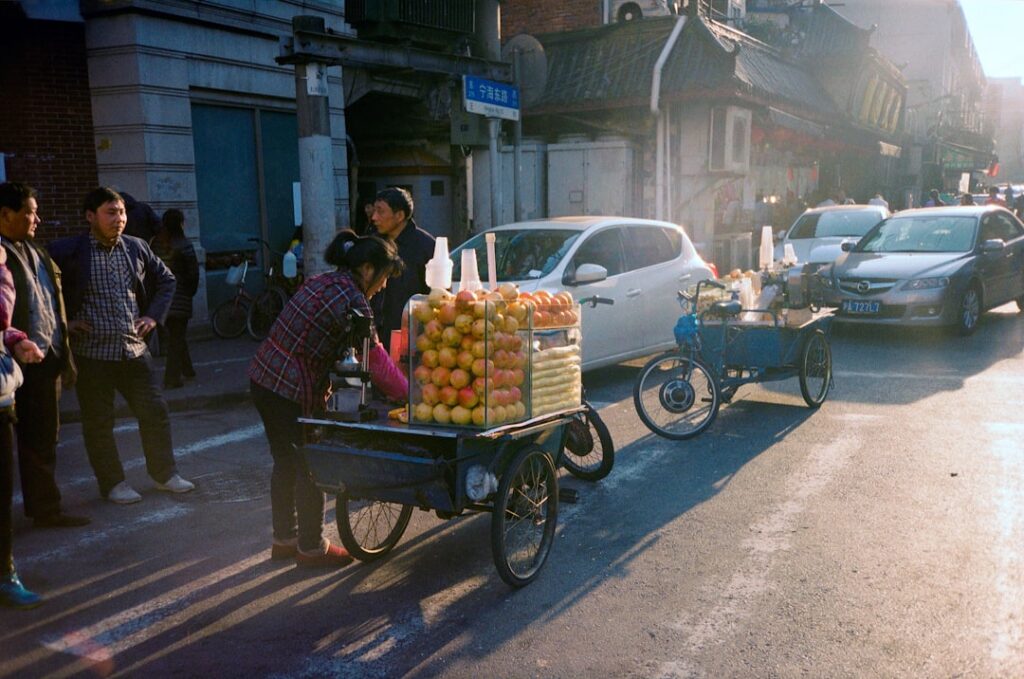 people near food cart